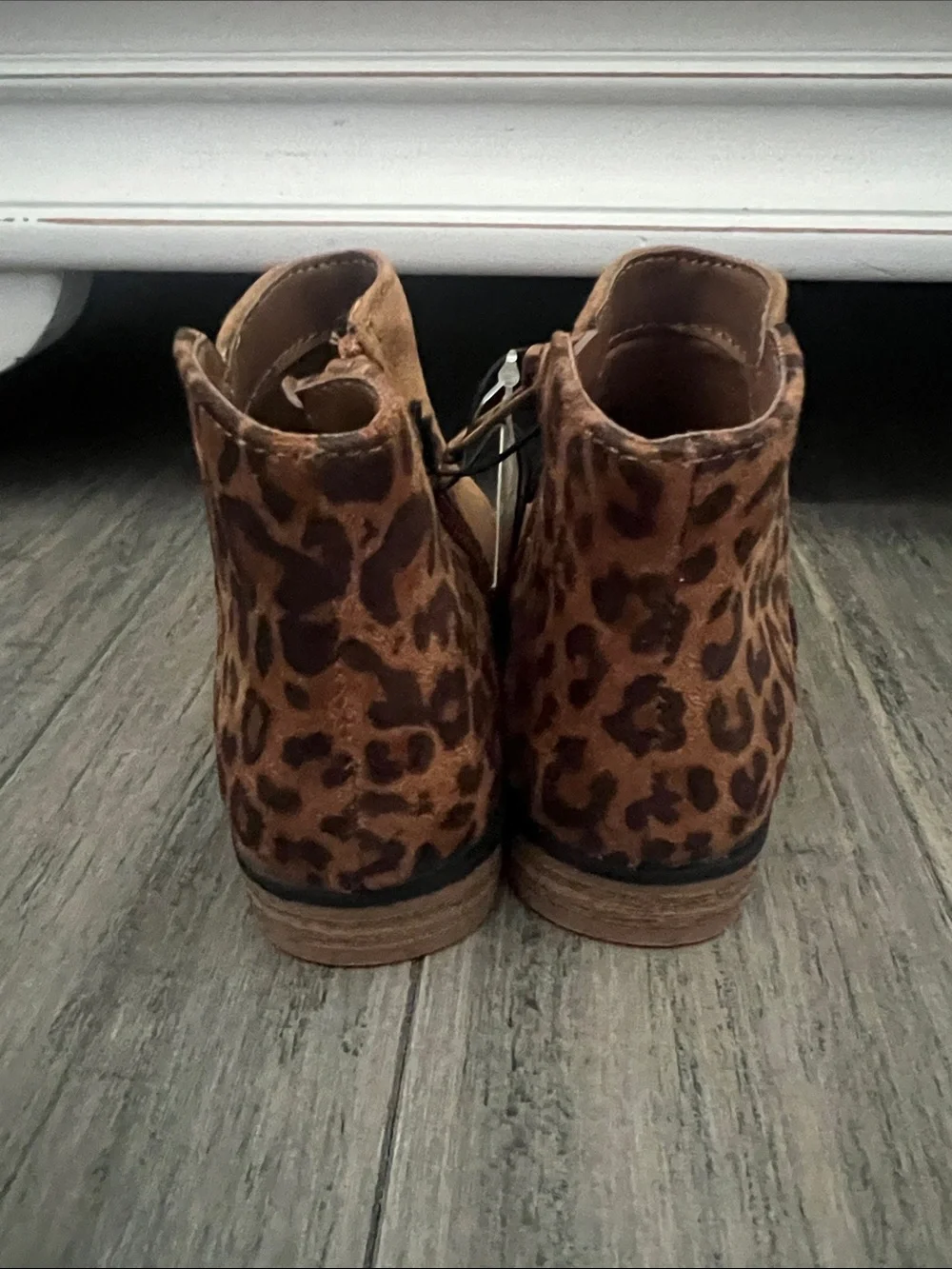 Cat & Jack Tan Suede-Look Ankle Boots with Leopard Heel